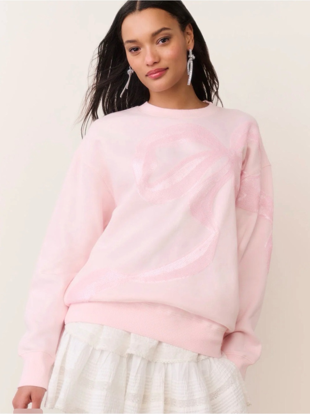 LoveShackFancy Pale Pink Crewneck Sweater